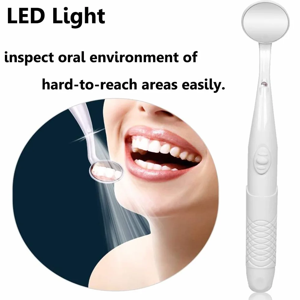 Espejo dental con luz LED, espejo de inspección bucal antivaho para dentistas