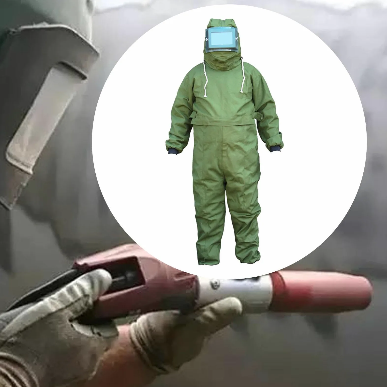 Traje de Protección para Chorro de Arena, Ropa Protectora, Mono de Protección, Traje con Capucha de Cobertura Total para Chorro de Arena, Dise