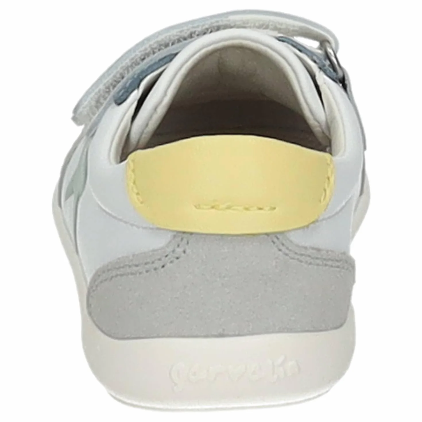 GARVALÍN 262320-C863 Calzado Respetuoso Barefoot Infantil con Doble Cinta Textil Adhesiva, Puntera Ancha y Suela Flexible Blanca Azul Gris NIÑO Deportivos