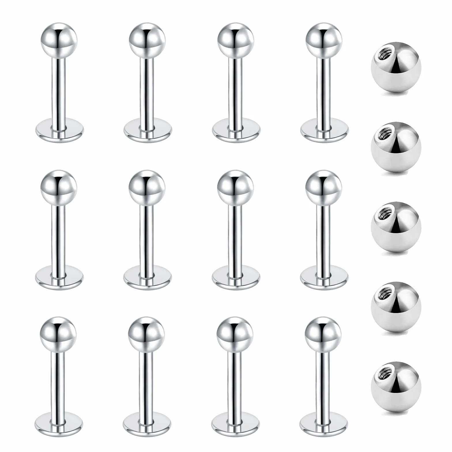16G Piercing Labio 6-12mm Piercing Labret Studs Acero Inoxidable Plata Oro Negro Piercing Hélice Medusa Ashely