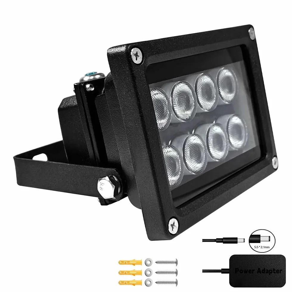 JC IR Illuminator Luz infrarroja 8 LED Gran Angular con Adaptador de Corriente para Cámaras de Seguridad