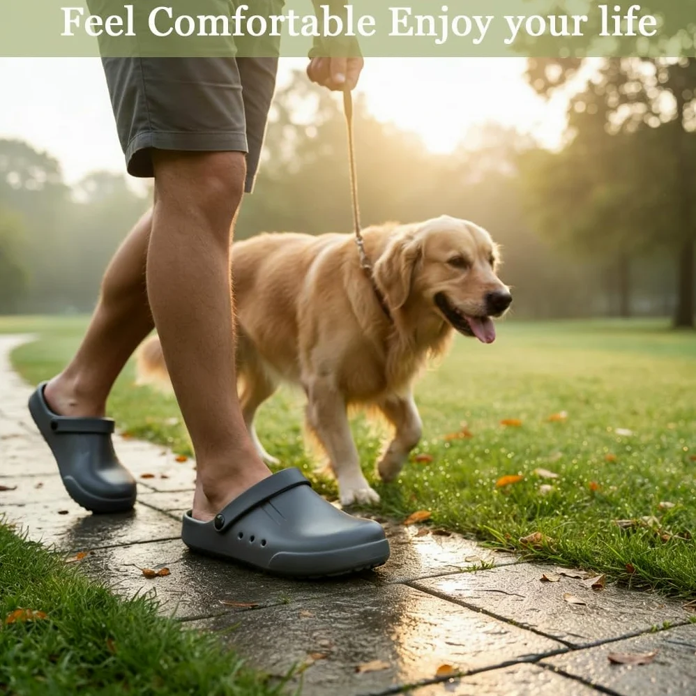 Nihaoya Zuecos para hombre y mujer, zapatos de jardín, pantuflas de playa para exteriores, cómodas, antideslizantes, ligeras, transpirables