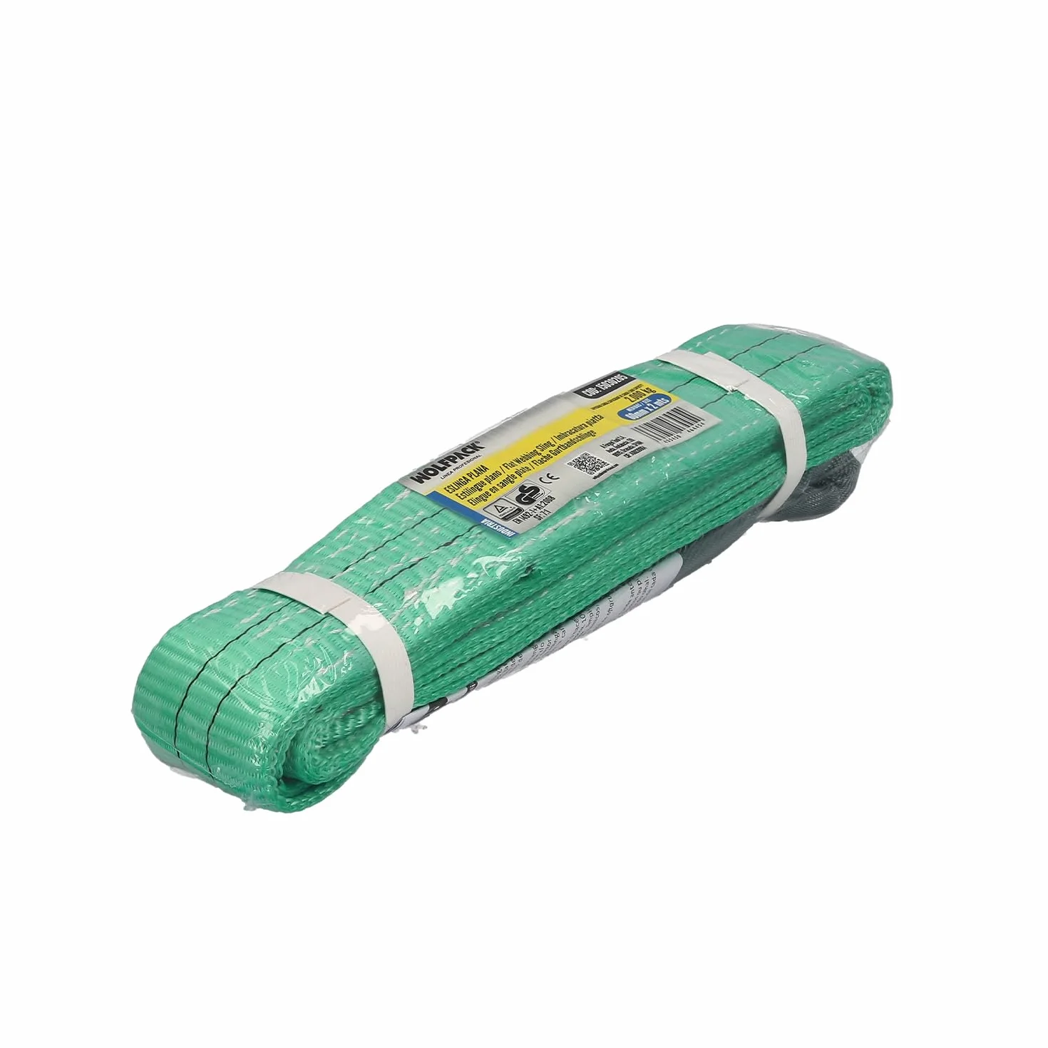 Wolfpack Linea Profesional Eslinga Plana Doble Banda 2000 Kg Factor Seguridad 7:1 2 Metros Poliester Verde