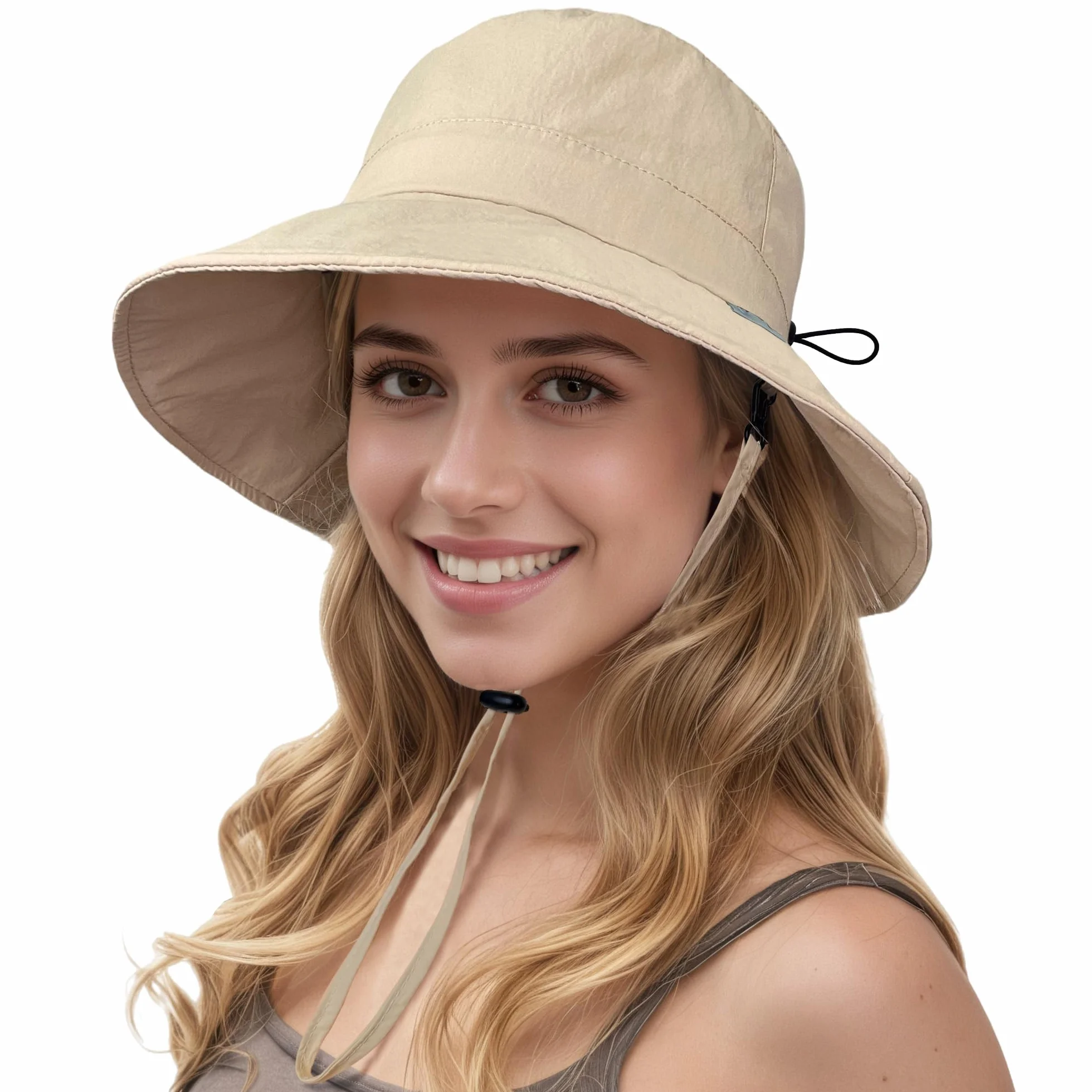 ehsbuy Sombrero Mujer con Borde Ancho Plegable Impermeable Gorro Pescador Hombre con Cordón Ajustable para Playa, Verano Pesca al Aire Libre, Safari Trekking y Viajes