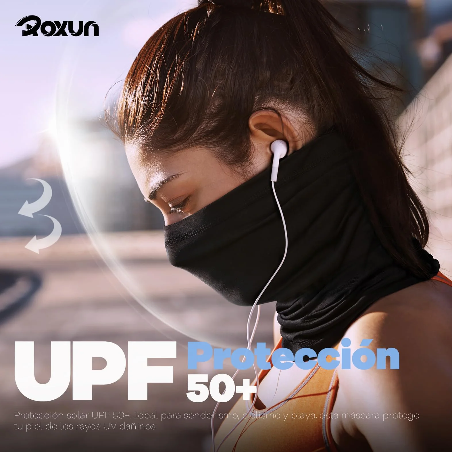 ROXUN 4 Piezas Braga de Cuello, Bandana Transpirable Refrescante Protección UV, Bufanda Multifuncional para Hombre y Mujer, Ideal para Moto y Verano
