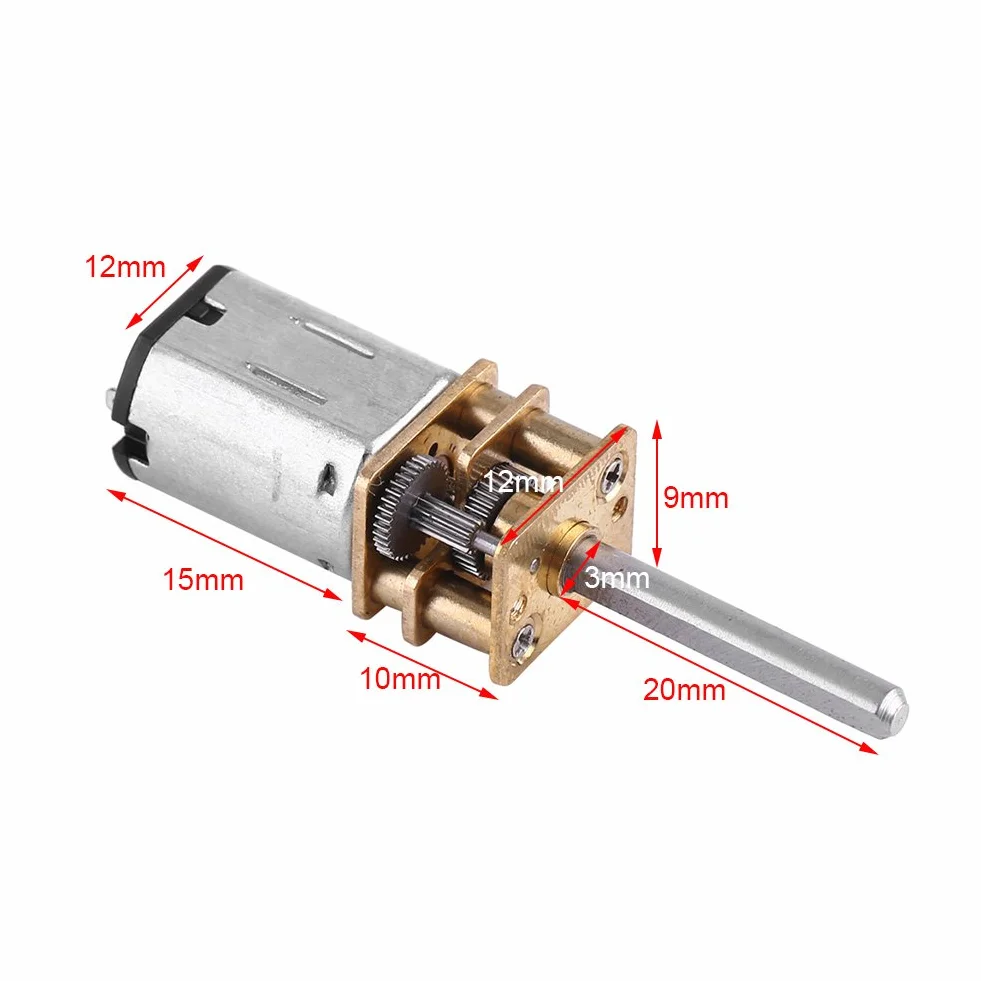 Motorreductor DC 12V 2000 RPM con Caja de Engranajes y Eje Largo para Robot