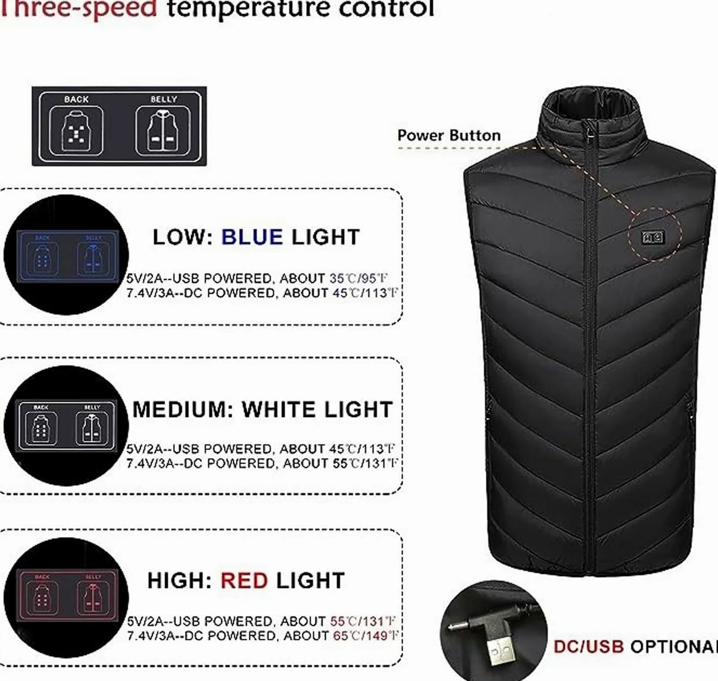 Chaleco Calefactable Hombres Mujeres - Chaqueta Calefactable USB, Banco De Energía De Chaleco Calefactable For Exteriores