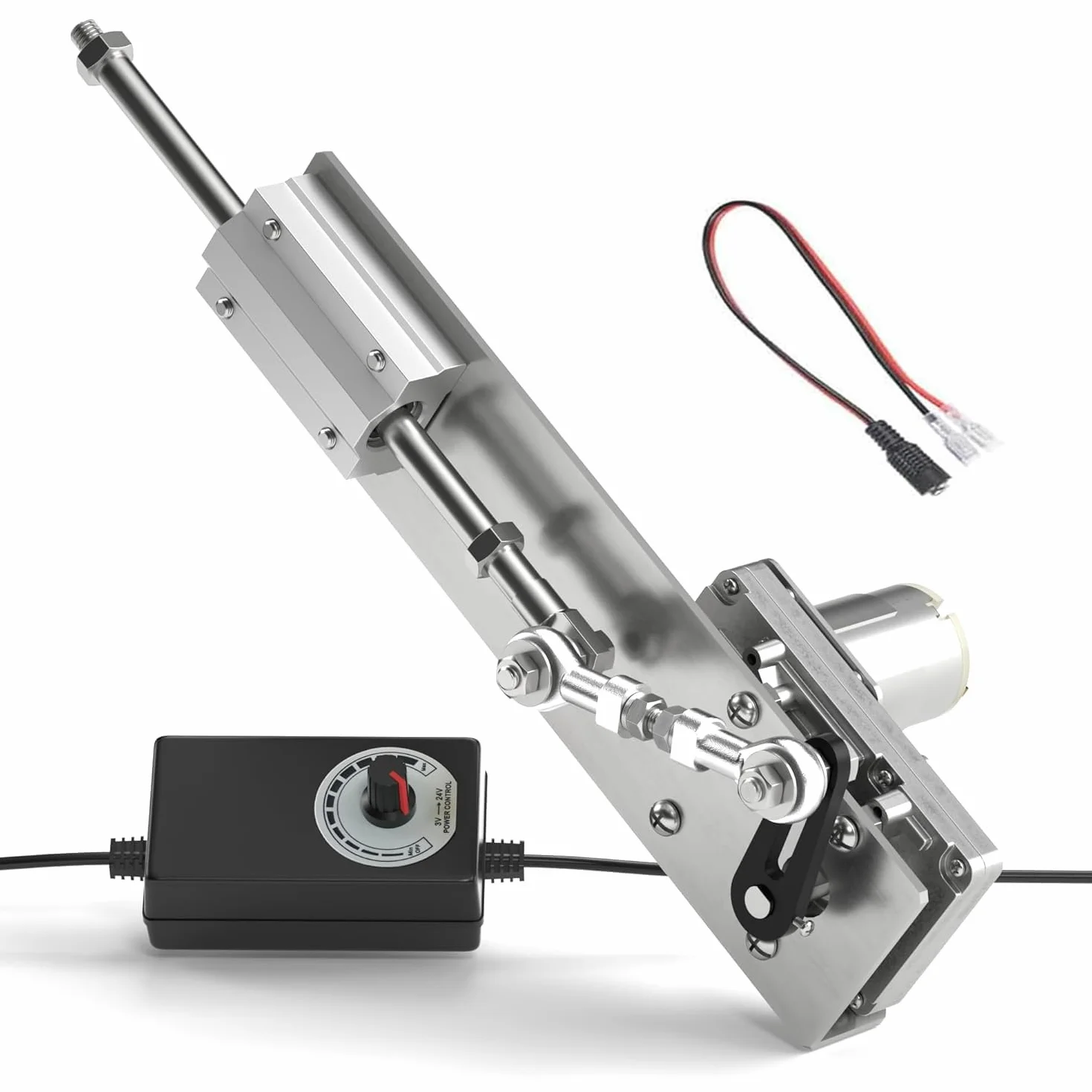 Actuador Lineal DC 12V, Motor Telescópico Ajustable 2-8cm, 95 RPM, Controlador Velocidad