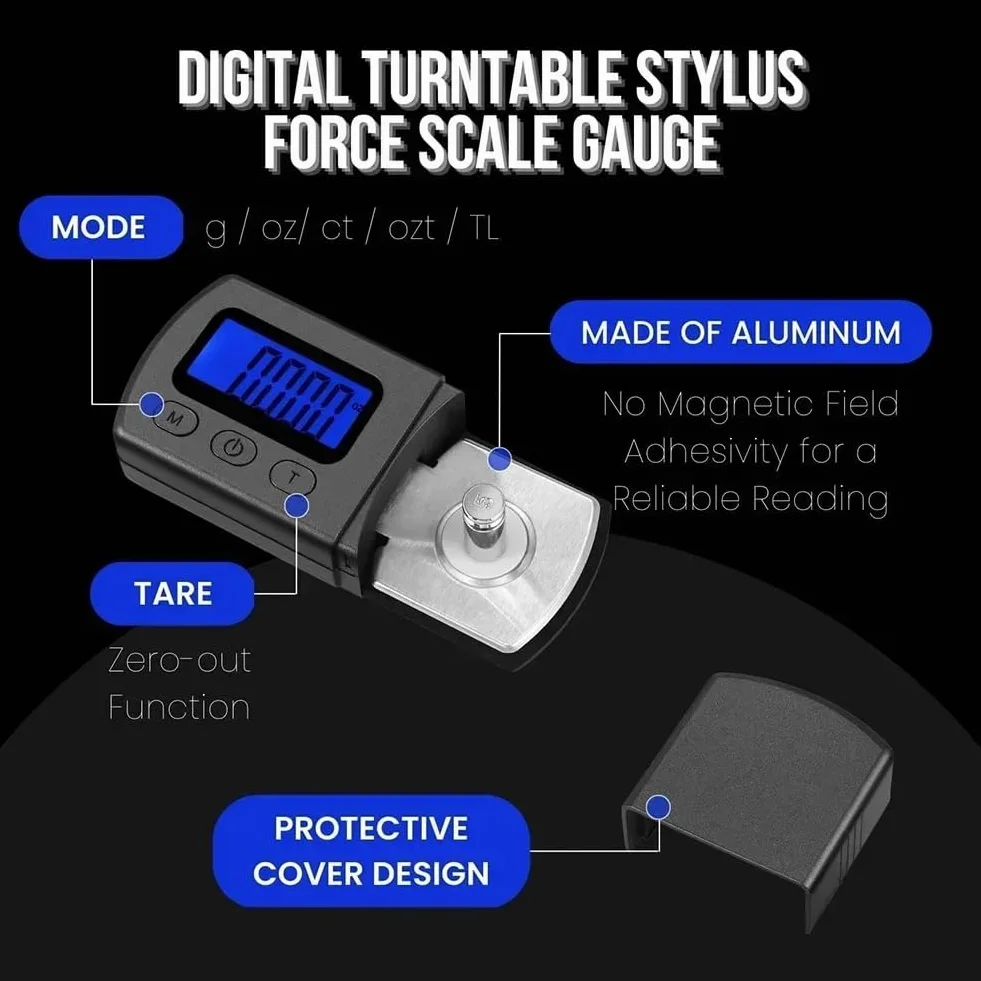 DollaTek Professional Digital Mini Stylus Force Scale Gauge Tester 0.01g LCD Blue for Tonearm Phono Cartridge Jewelry Balance