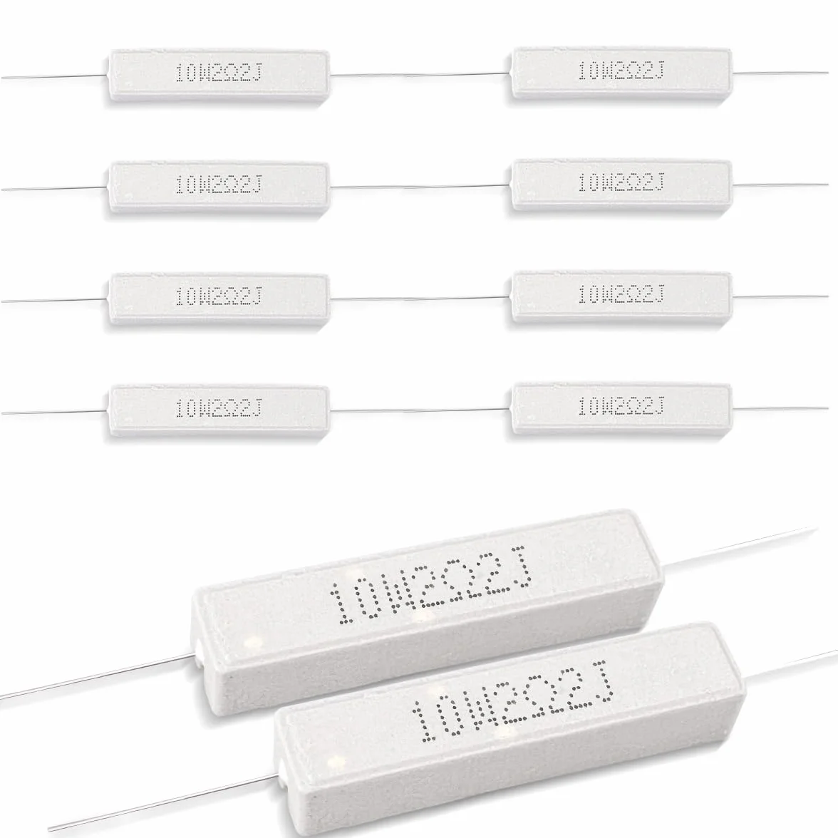 10 Pcs 10W 5% Tolerancia 2.2 Ohm Resistencia de Cemento Cerámico para Proyectos de Bricolaje