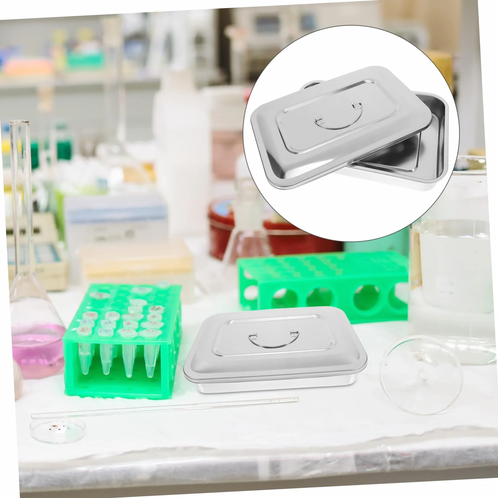 GALPADA Caja de Acero Inoxidable Rectangular 11.5 Pulgadas para Esterilización Médica
