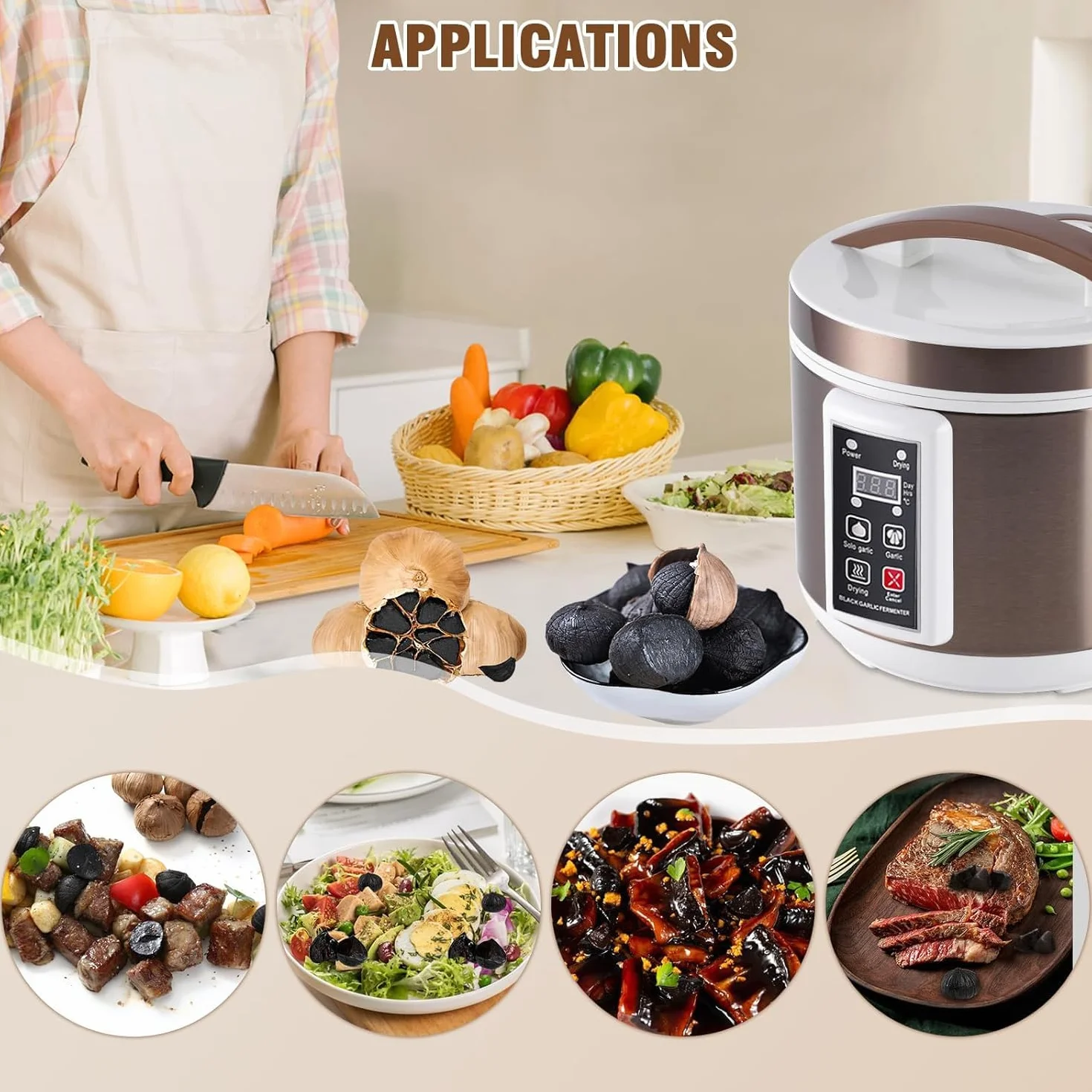 YUCHENGTECH Fermentador de Ajo Negro 6L Automático Inteligente con Control de Tiempo y Temperatura