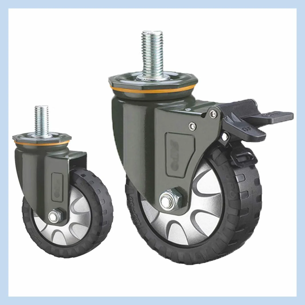 Ruedas industriales de goma para trabajo pesado 100/120/150 mm carga 1000 kg con freno