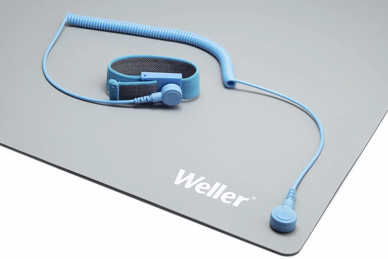 Weller Set de Soldadura de Sobremesa Antiestática ESD 600 x 900 mm Gris con Pulsera y Cable en Espiral