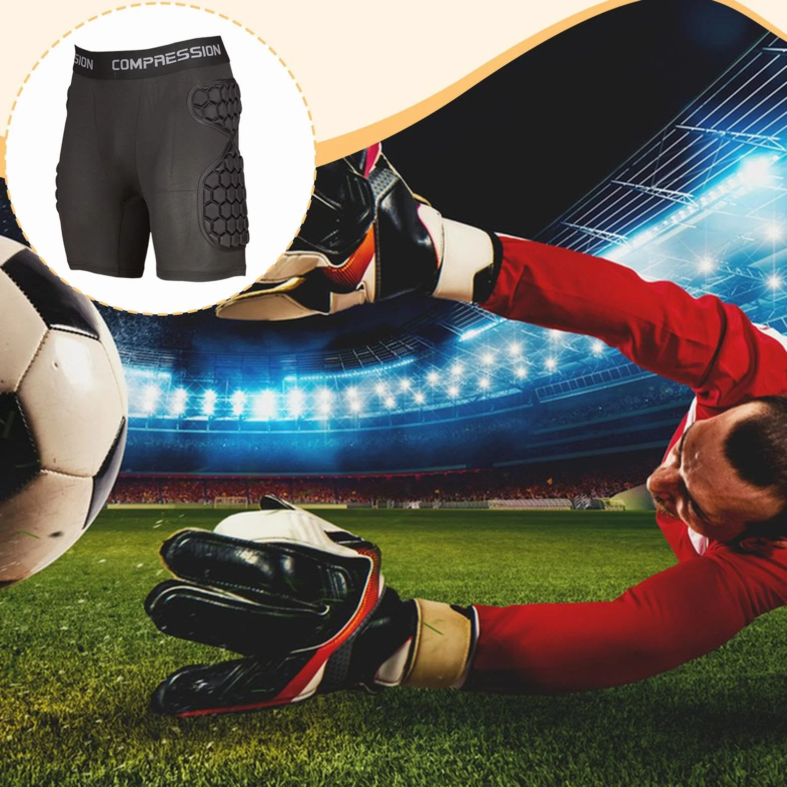 Perfeclan Pantalones Cortos de de fútbol con Acolchado de Espuma EVA para Todas Las Estaciones, Protector de Muslos
