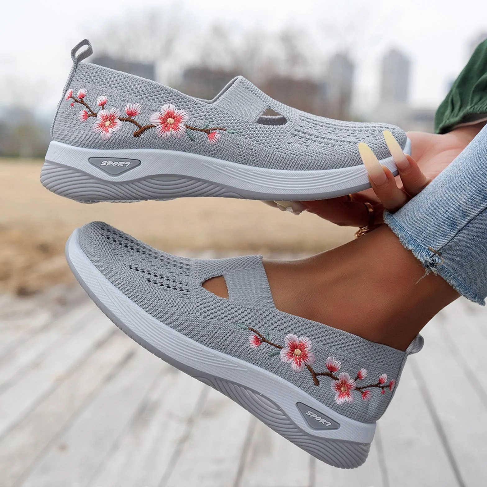Zapatillas Ortopedicas Mujer Verano Zapatillas sin Cordones para Caminar Comodos y Ligeros Sandalias Palas Transpirables y Antideslizantes Zapatos de Entrenamiento Deportivas Malla Deporte Diabéticos
