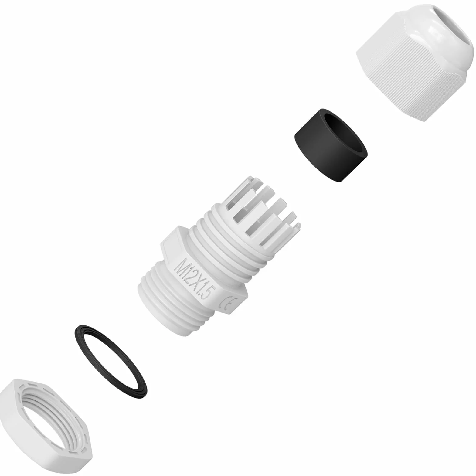 Prensaestopa M12 IP68 Impermeable 3-6,5 mm Rosca Métrica Blanco