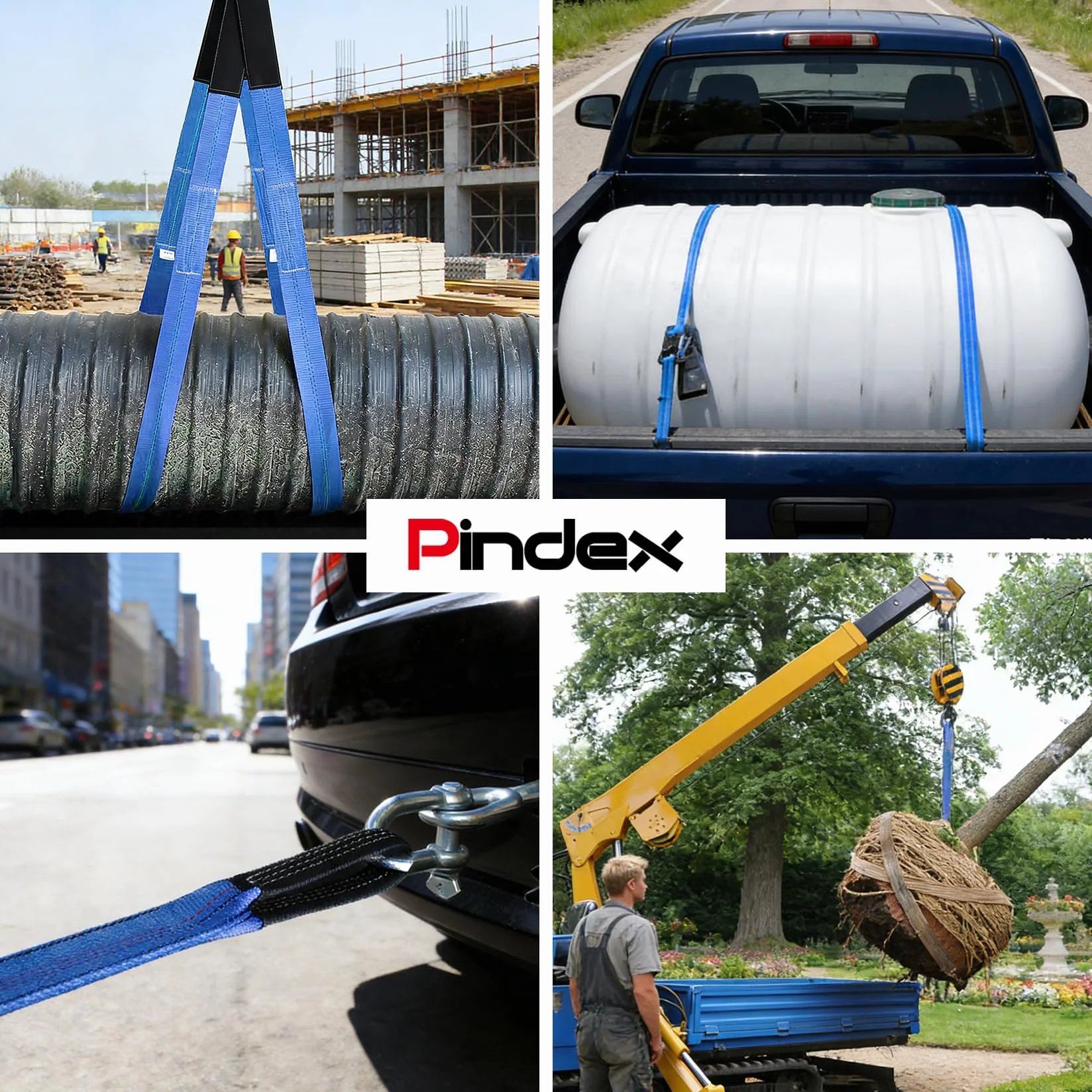 Eslinga Plana Doble Pindex 2 1.8 m 1000 kg, Eslinga de Elevación para Cabrestante, Grúa, Azul