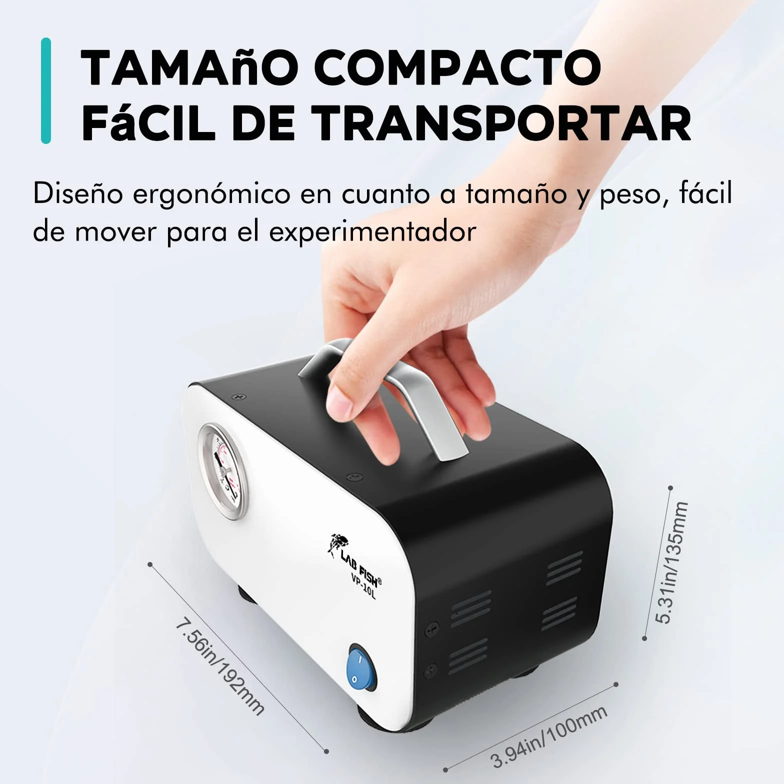 LAB FISH VP-10L Bomba de Vacío Portátil sin Aceite, 10L/min 0,075Mpa Laboratorio