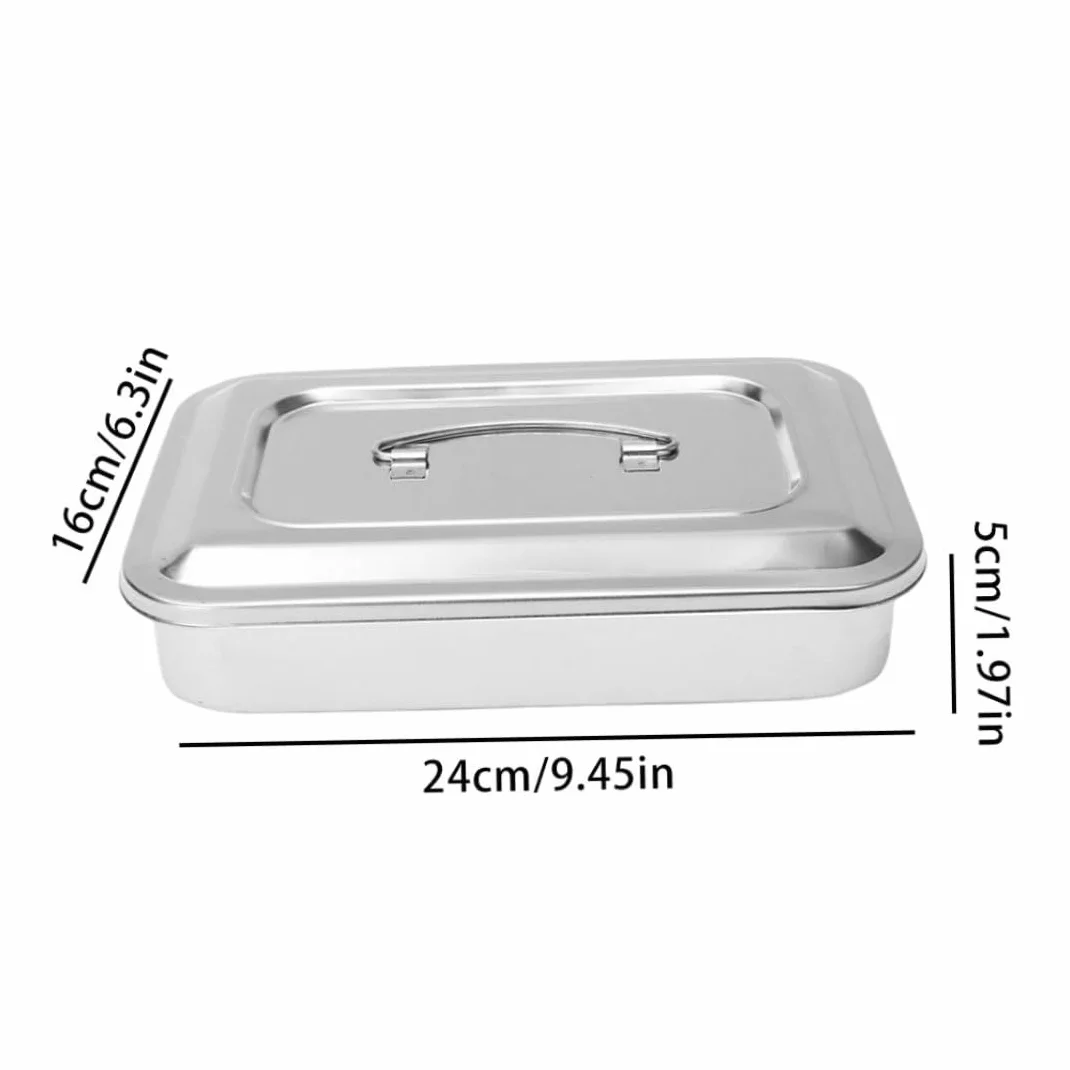 Organizador de bandeja de instrumentos dentales de acero inoxidable con tapa y asa