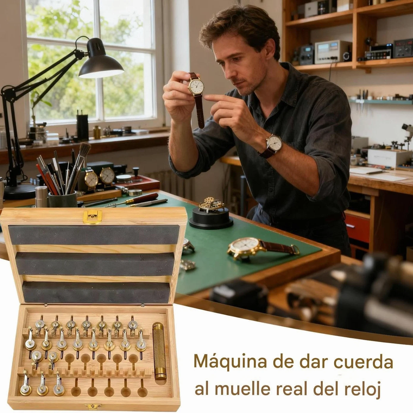 Enrollador de Muelle Real Devanador De Muelle para Reloj De Pared | Kit De Reparación Para Relojero Para Reloj De Abuelo Relojero Mantenimiento Reparación Hogar Industria Comercial