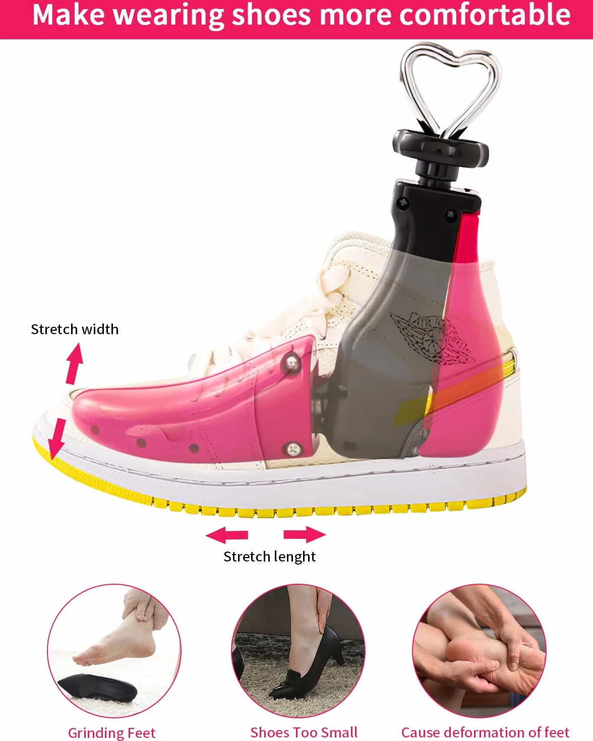 Yulado Hormas para Zapatos, Plástico Ensanchador de Con Calzador, Dilatador Unisex, Justable Longitud y Anchura Horma Ensanchar Zapatos, Ideales para Deportivas, Planos.