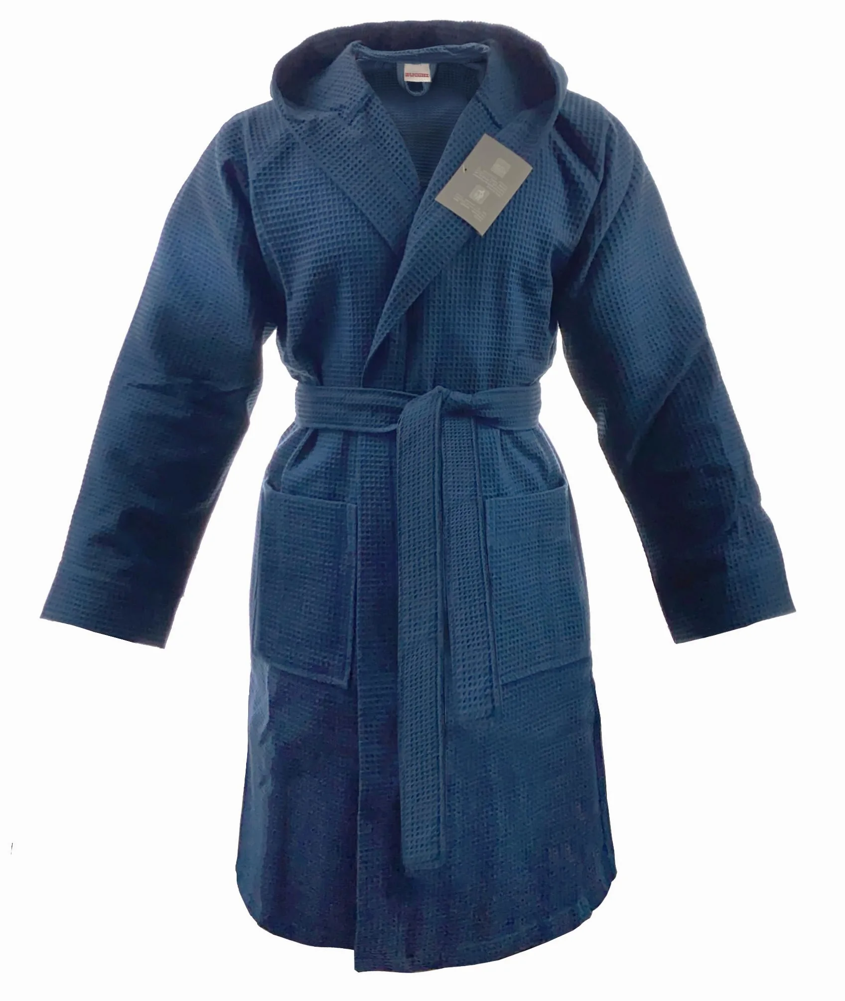 Albornoz Nido de abeja Hombre Mujer Zucchi solotuo con capucha talla XL 54/56 azul puro algodón Piquet