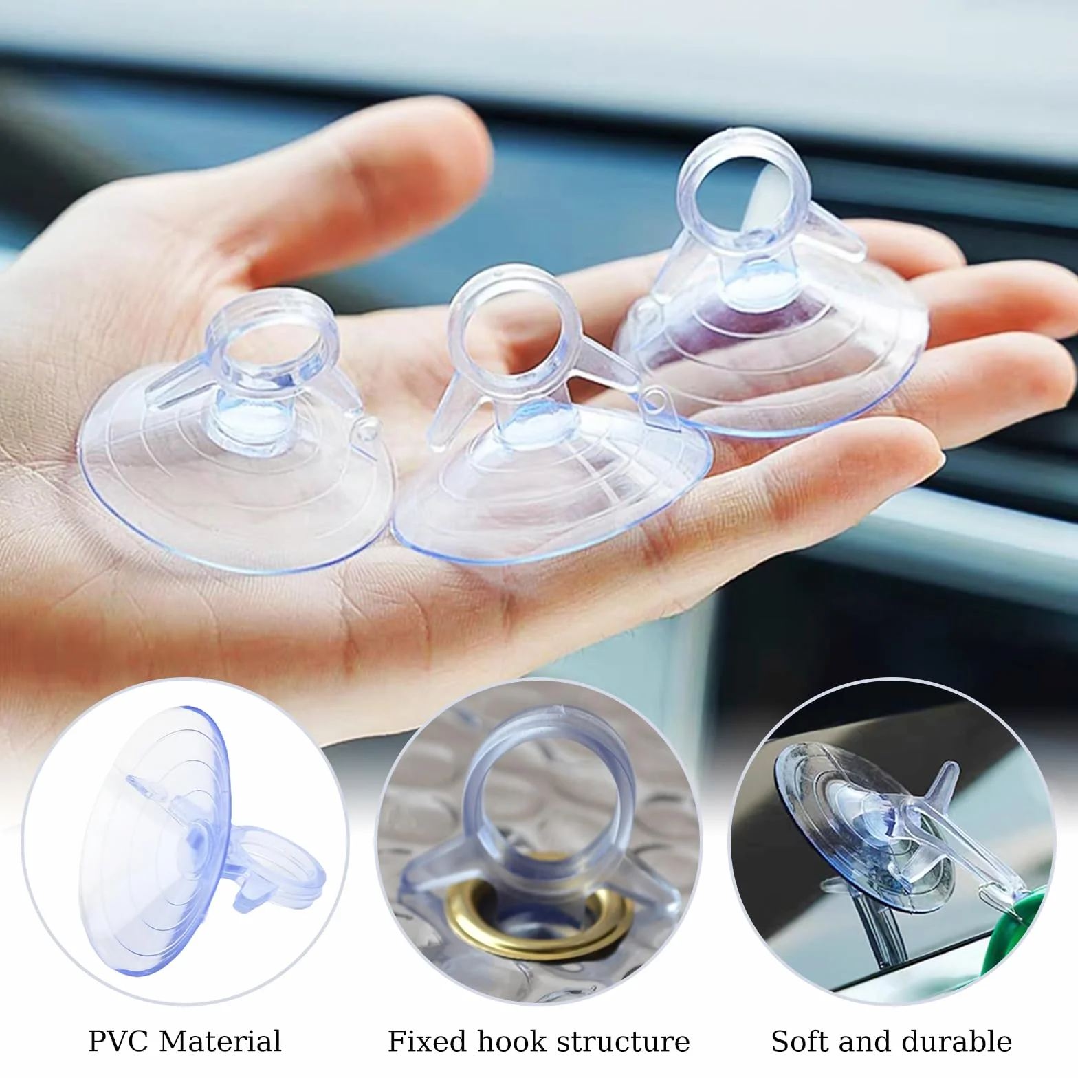 Ventosas Transparentes de Plástico PVC 45mm Extra Fuertes 50 Piezas para Cocina Baño Acuario