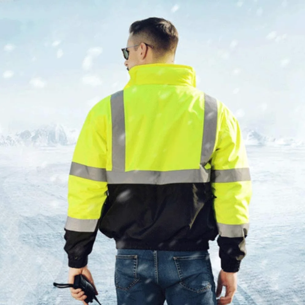 Chaleco de Alta Visibilidad Traje Reflectante Impermeable, Chaqueta de Seguridad con la Chaqueta de Trabajo de los Hombres Reflectantes Chaleco de Seguridad (Blue : Yellow, Size : M)