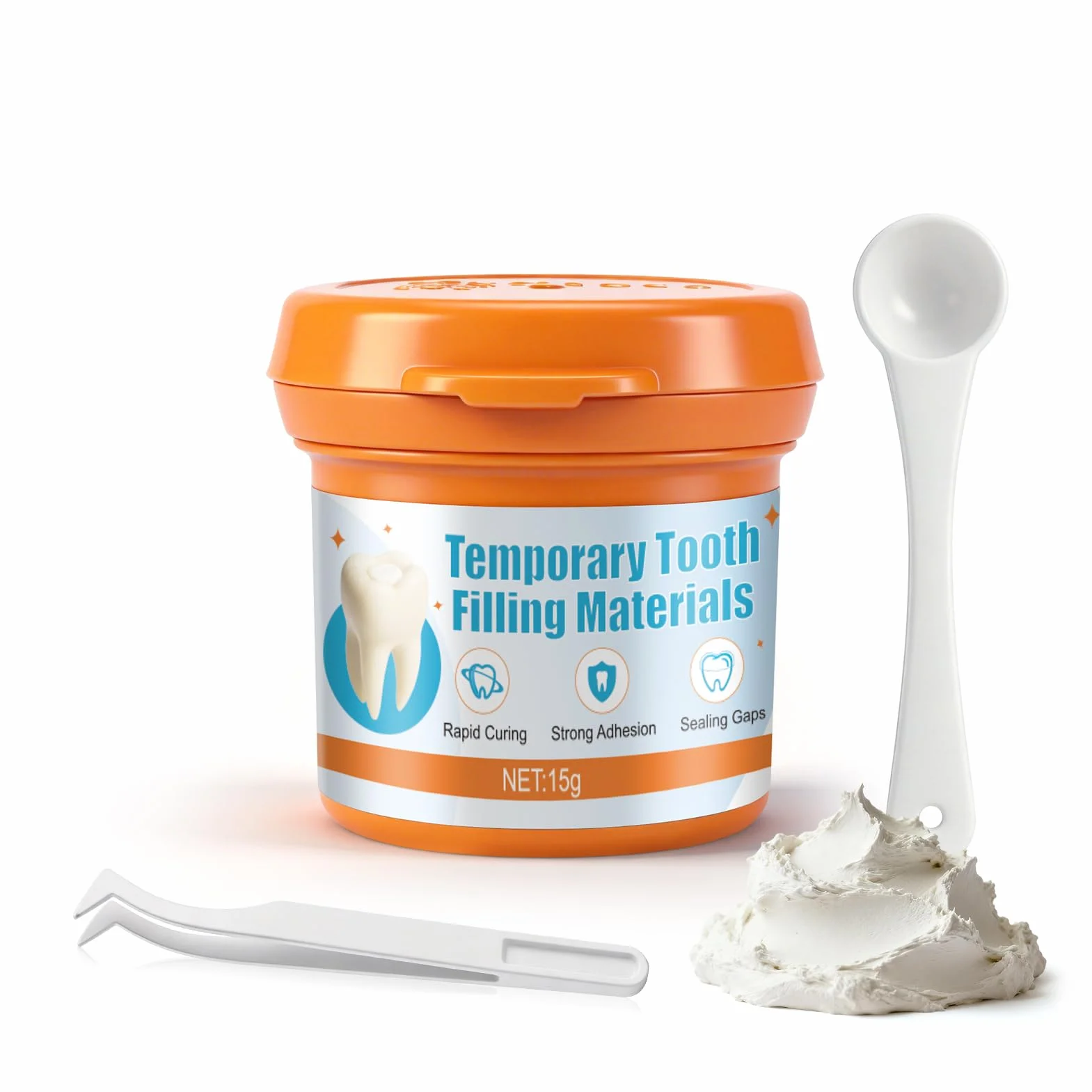 Empaste Dental Profesional, Cemento Dental para Relleno Temporal de Caries y Restauración de Emergencia, 15g