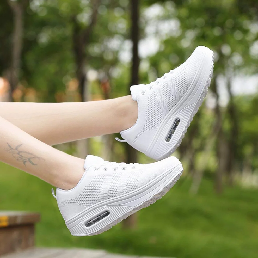 Mujer Zapatillas de Deporte Malla Air Cuña Cómodos Sneakers Mujer Casual Transpirables Running Senderismo Ligero Mesh Zapatillas