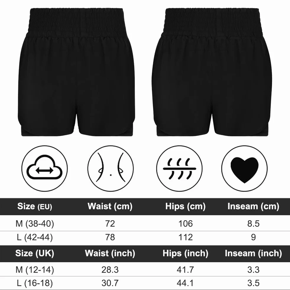 Aolso Shorts de Natación Mujer, Bikini Verano Short Pantalones Cortos, Shorts de Playa Secado Rapido con Bolsillos y Control de Abdomen para Playa Surf Vacaciones Deportes Acuáticos y Exterior-M/L