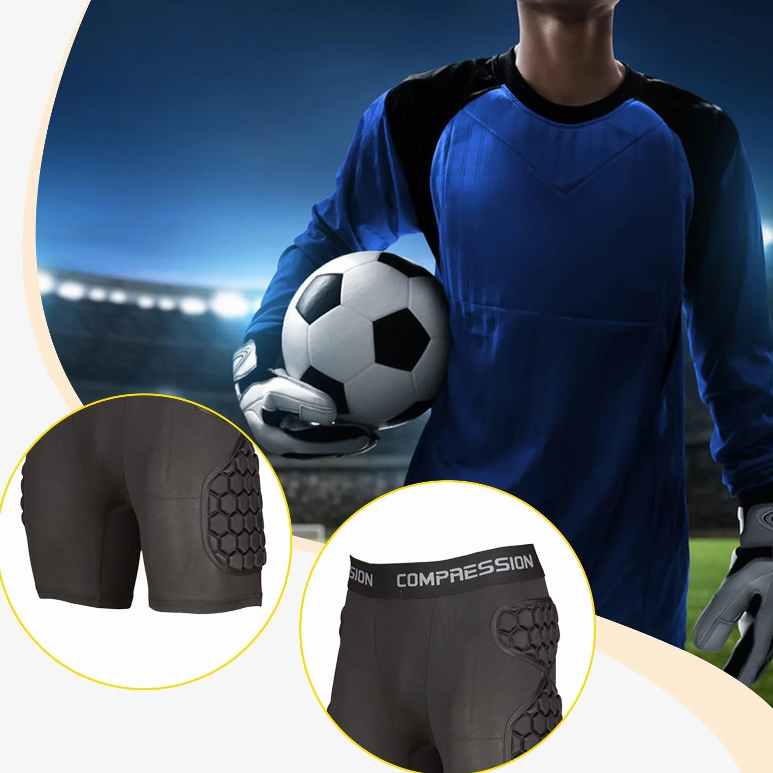 Perfeclan Pantalones Cortos de de fútbol con Acolchado de Espuma EVA para Todas Las Estaciones, Protector de Muslos