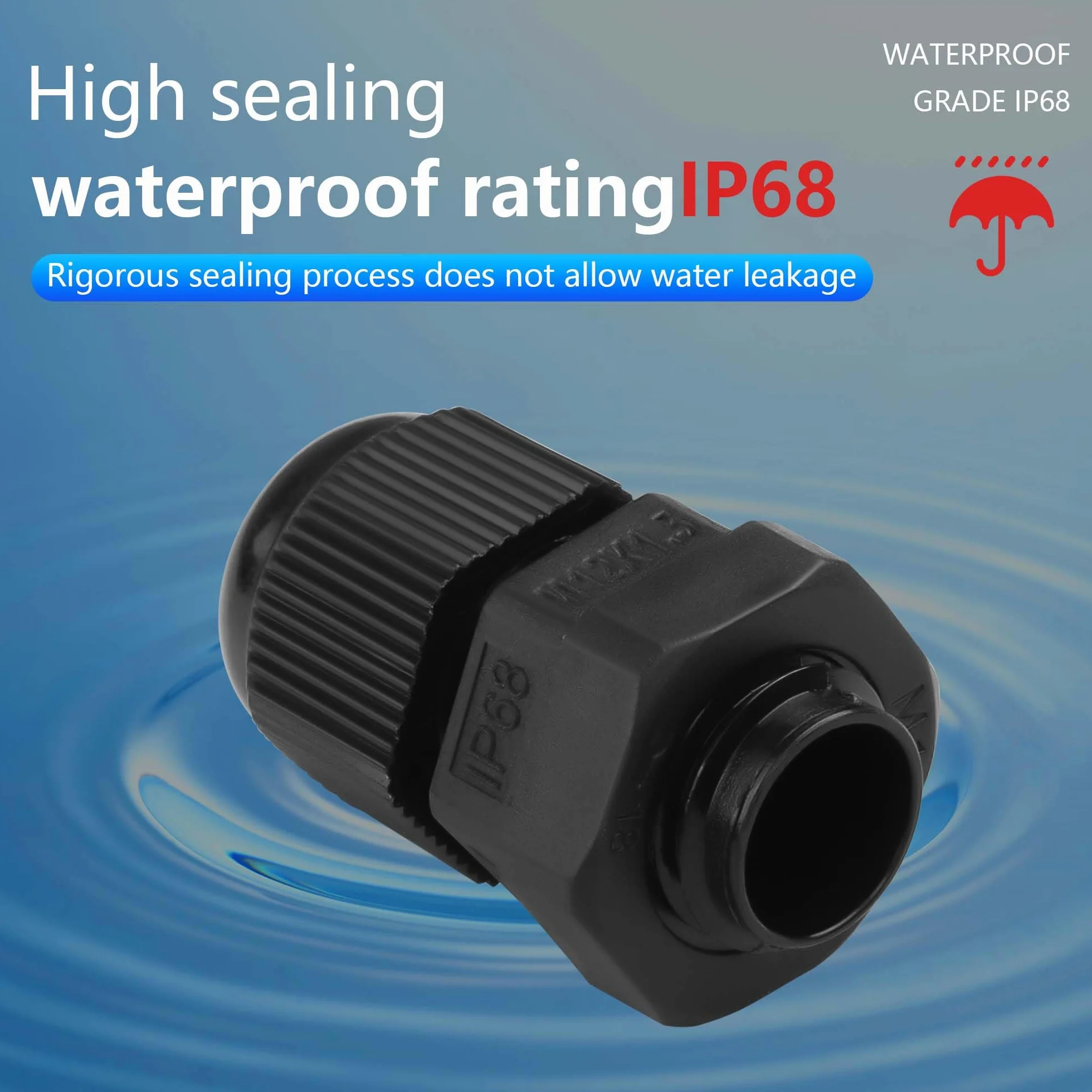 GINTOOYUN 10 unidades M12 x 1,5 glándula de cable impermeable de nailon articulado 3 mm 6,5 mm