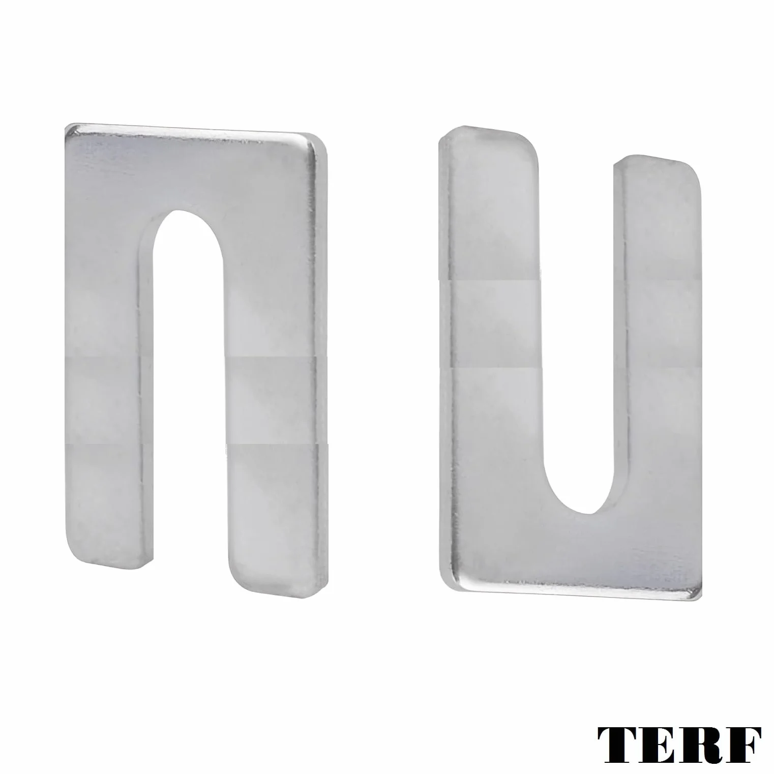 TERF 50 mm x 100 mm x 1 mm ranuras 14 mm acero galvanizado espaciadores metal alineación guardabarros cuña U arandela plana 1 mm paquete 4