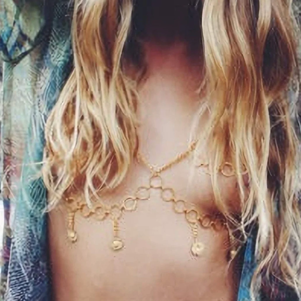 Sethain Boho Cuerpo Cadena Sostén Oro Borla Cadenas Colgante Accesorios para el cuerpo Circulo Joyería para mujeres y niñas