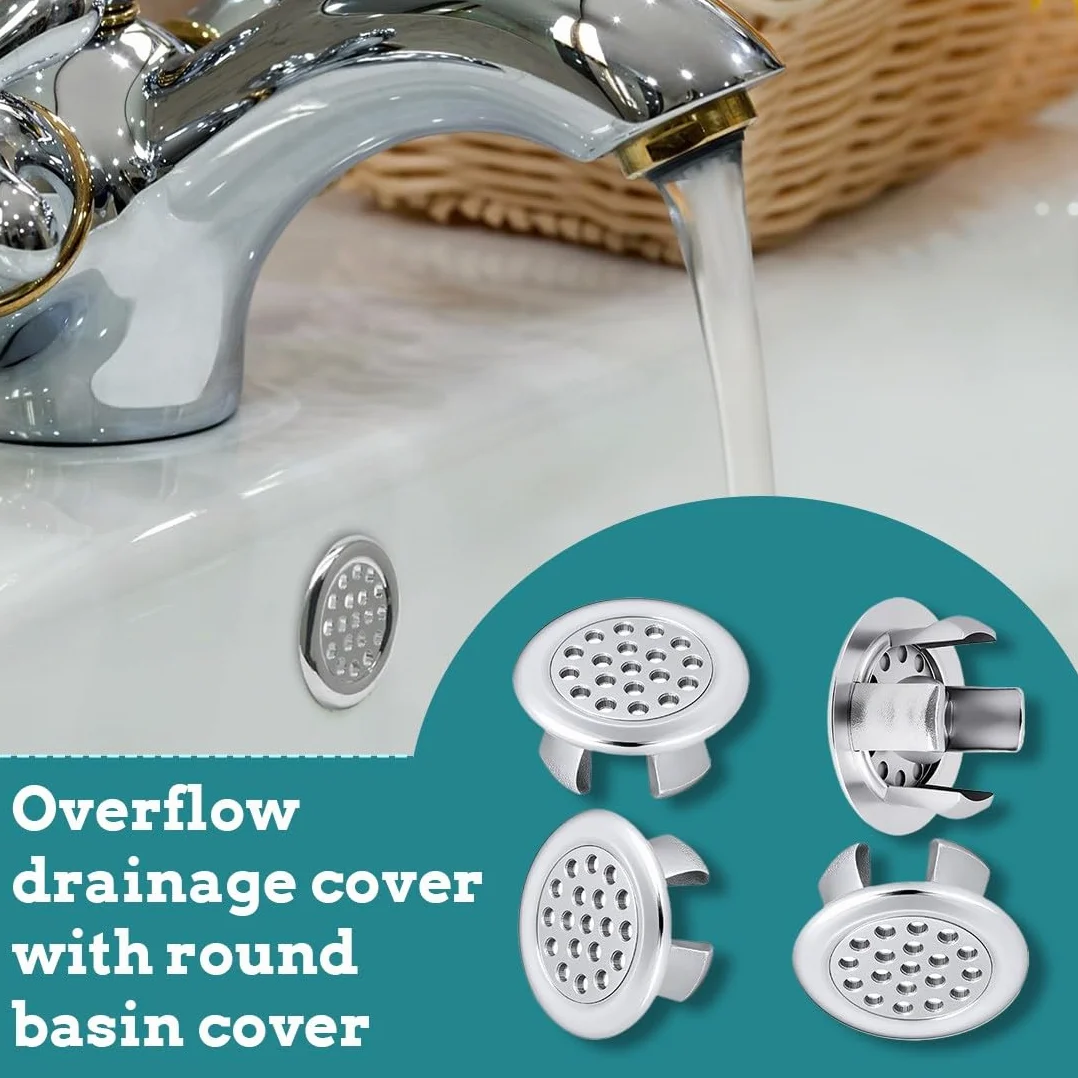 Embellecedor Lavabo Agujero, Tapa Rebosadero Lavabo, Anillo Desbordamiento, 9 Piezas para Baño o Cocina