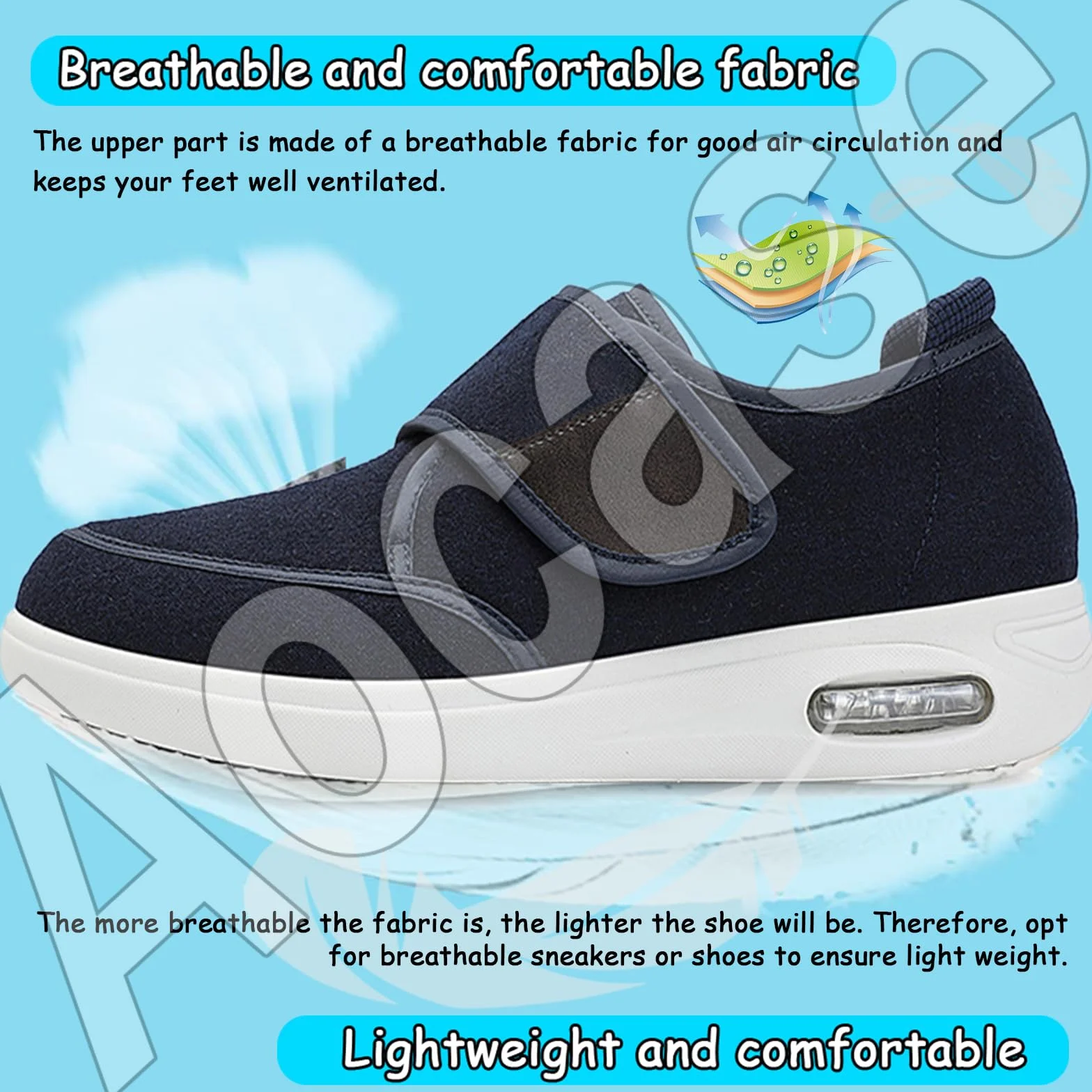 Zapatos para Diabeticos Pies Hinchados Hombre Zapatillas Pie Diabetico Ortopedicos Ancho Especial Caminar Negro 46 EU
