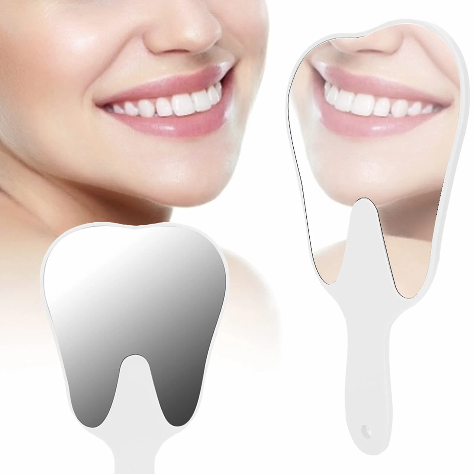 Espejo dental en forma de dientes 25 x 13,5 cm resina cristal