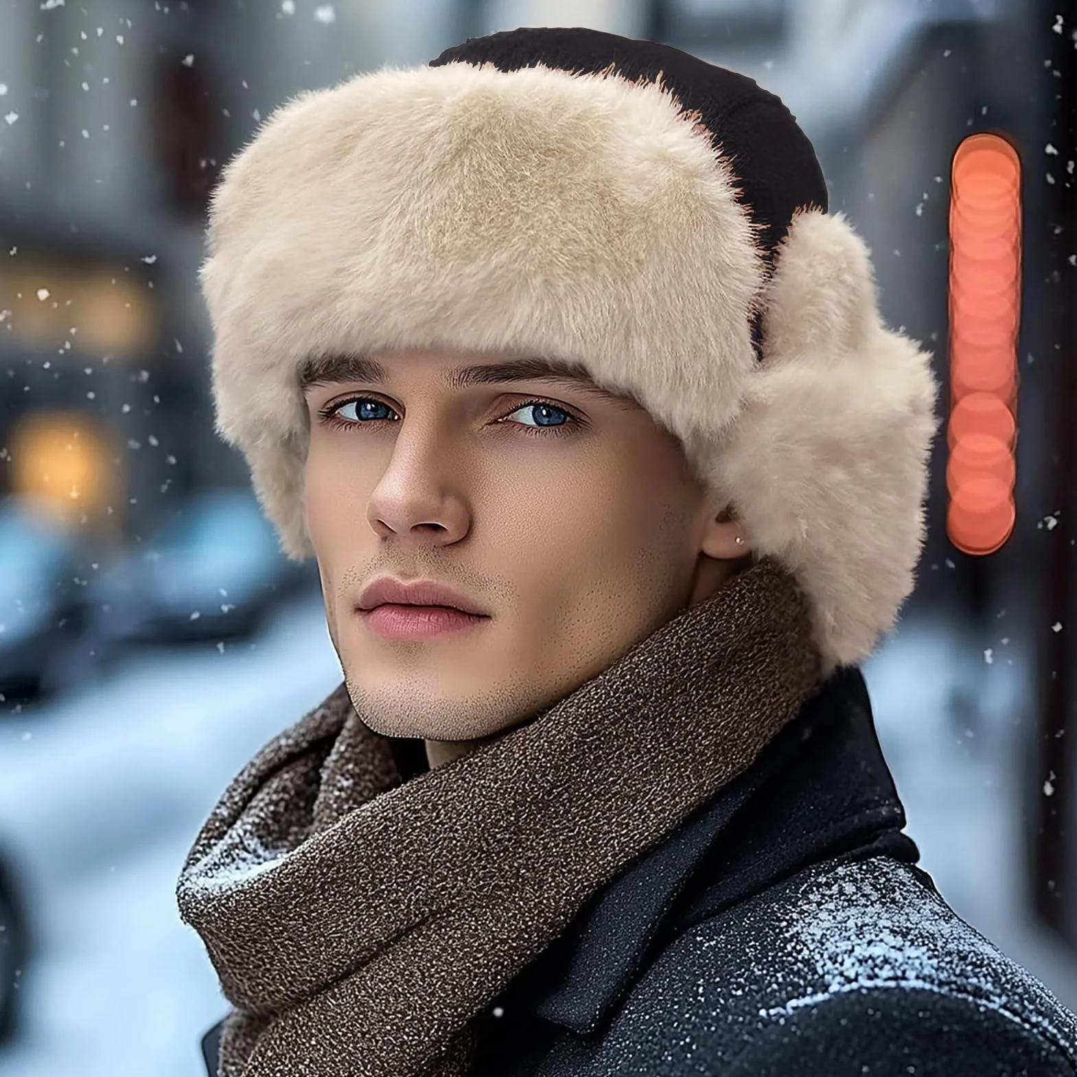 Gorro de Invierno con Orejeras Unisexo Sombrero de Trampero con Forro de Felpa Gorros de Aviador Piel Sintética de Esquí Ciclismo