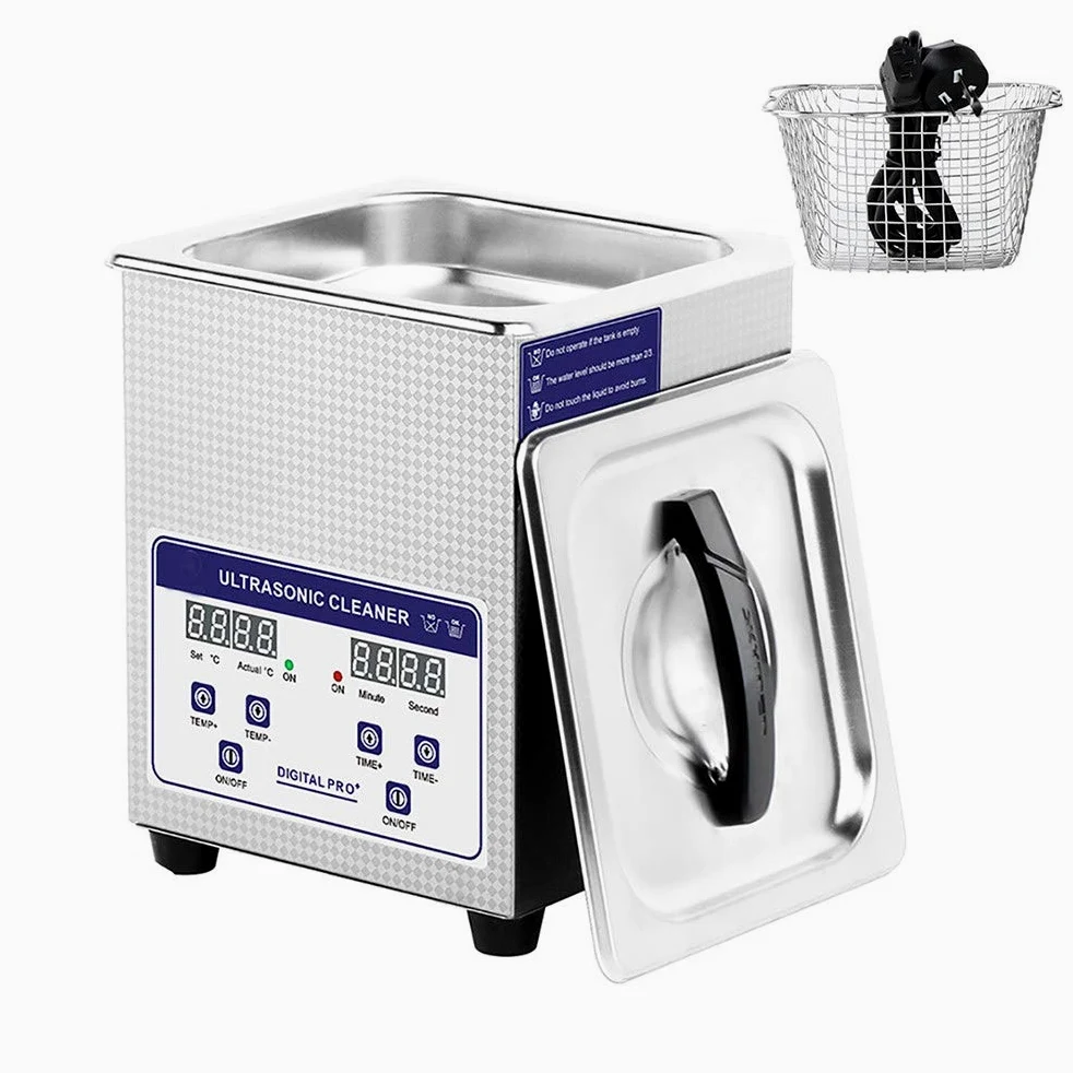 Limpiador ultrasónico Digital de 2 litros, baño Limpiador sónico de Acero Inoxidable de 40 KHz con Calentador y Temporizador (0-30 min), para Limpiar Joyas, Gafas, dentaduras postizas, Monedas, piez