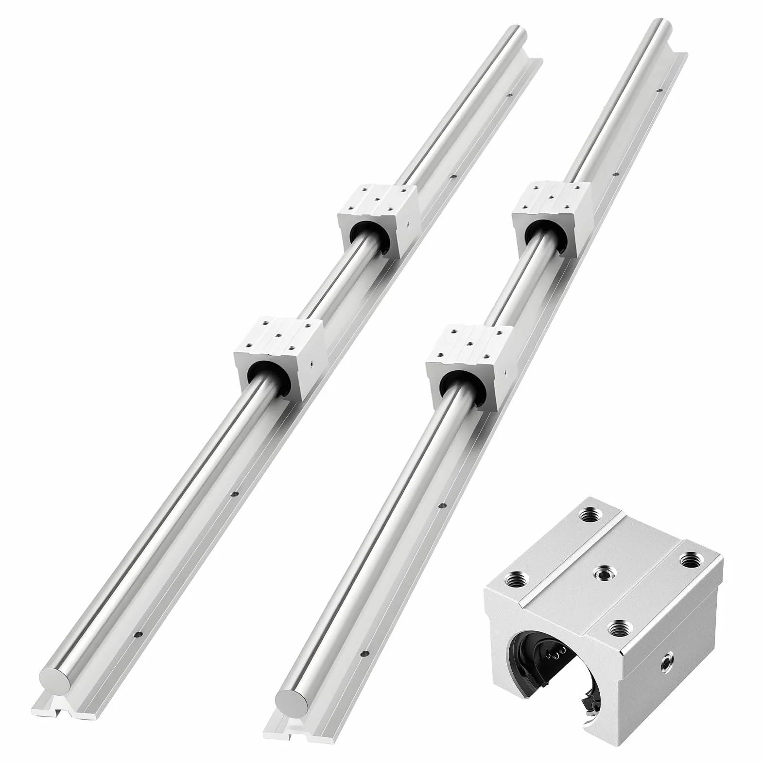 VEVOR Kit de Riel de Guía Lineal SBR25 1200 mm 2 Rieles 4 Bloques Deslizantes