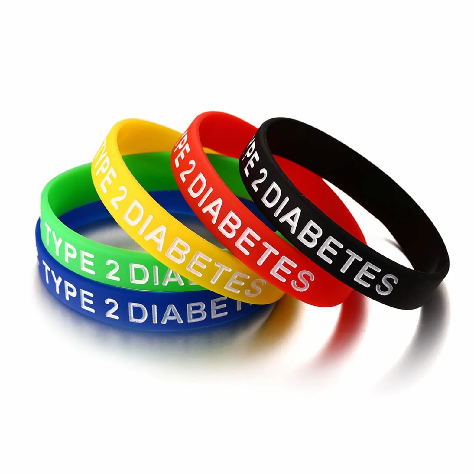 Pulseras de silicona para diabéticos tipo 1/2, impermeables, 7.5 pulgadas, unisex