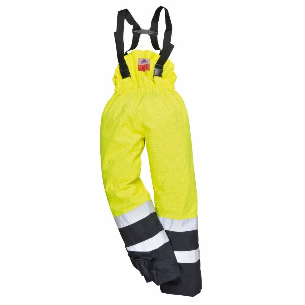 Portwest S782 Pantalón de Trabajo Cinta Reflectante Resistente Antiestático | Amarillo/Azul marino, 2XL, Corte Estándar, Unisex, Costuras Selladas, Ropa Transpirable, Duradero, Forro de Algodón FR