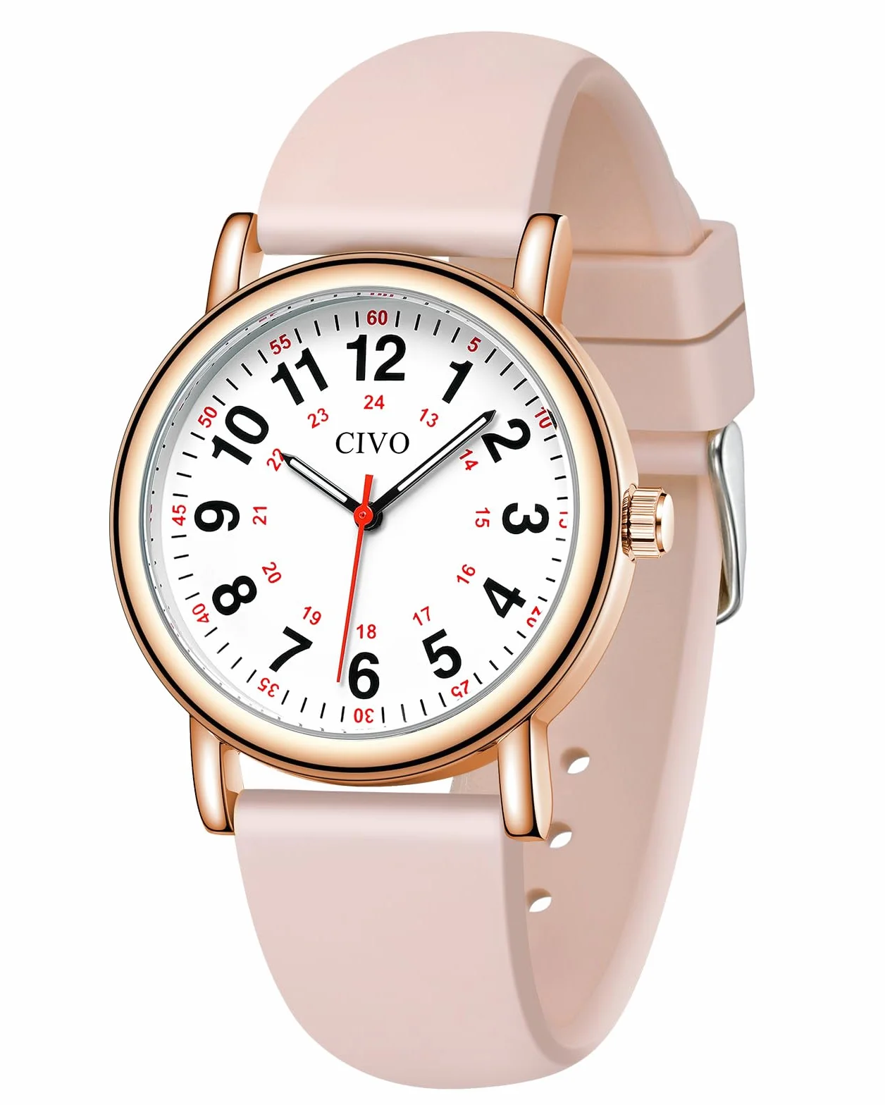 CIVO Reloj Enfermera Mujer Hombre: Impermeable con Esfera Fácil Lectura - Relojes de Pulsera Analógico Luminosa - Regalo per Estudiante de Medicina