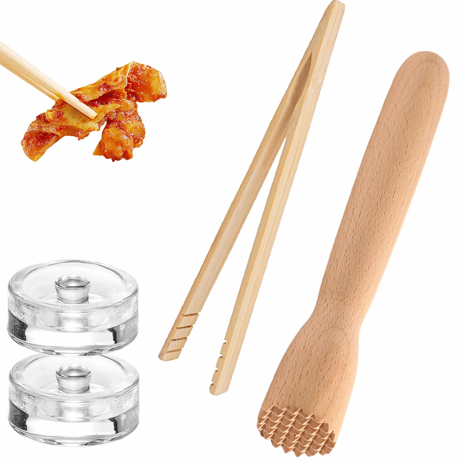 Accesorios de Fermentación, Pesas de Vidrio con Asa y Válvula para Chucrut, Kimchi