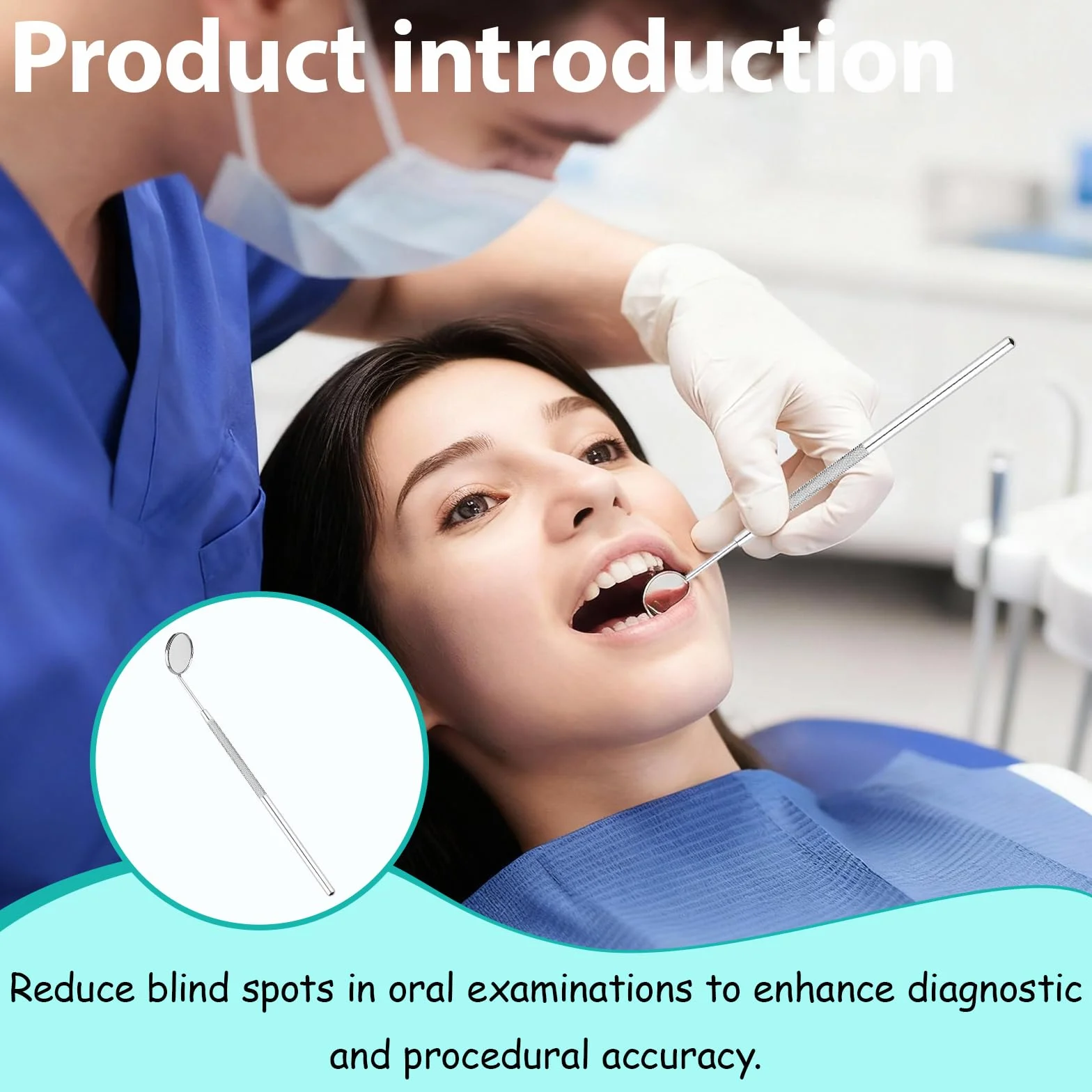 Profesional Set de Cuidado Dental con 2 Espejos Dentales de Acero Inoxidable, Anti-Vaho 45 Grados