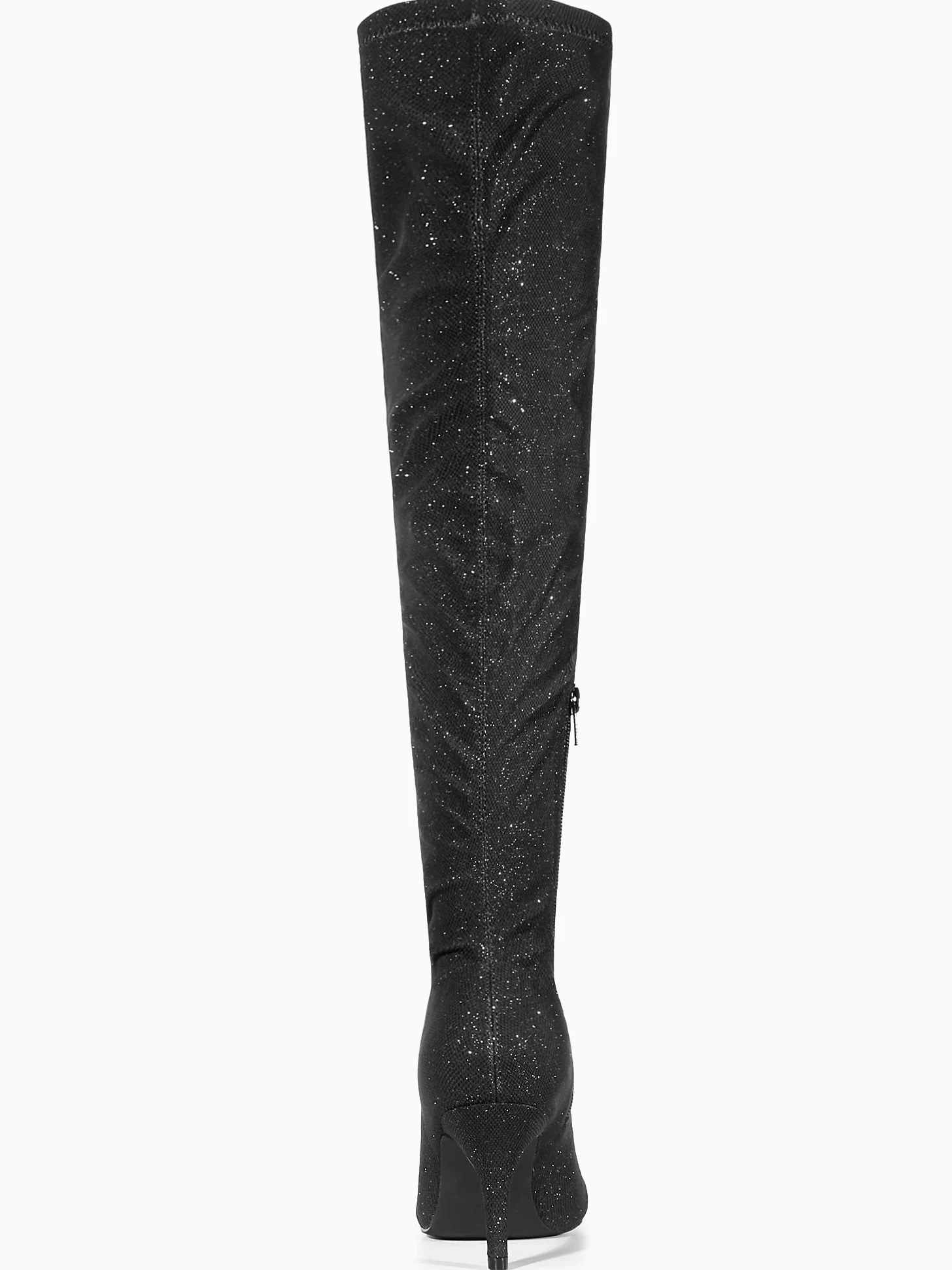 Allegra K Botas altas de tacón de aguja con punta de purpurina para mujer, Negro, 42 EU