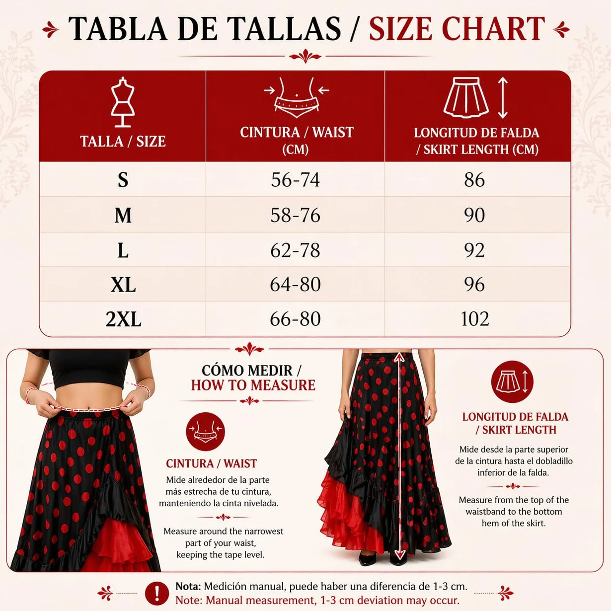 Carnavalife Falda Flamenca Baile sevillanas, Falda de Baile Flamenco, Volantes en Capas diseño asimétrico, Traje Feria, romería, espectáculo