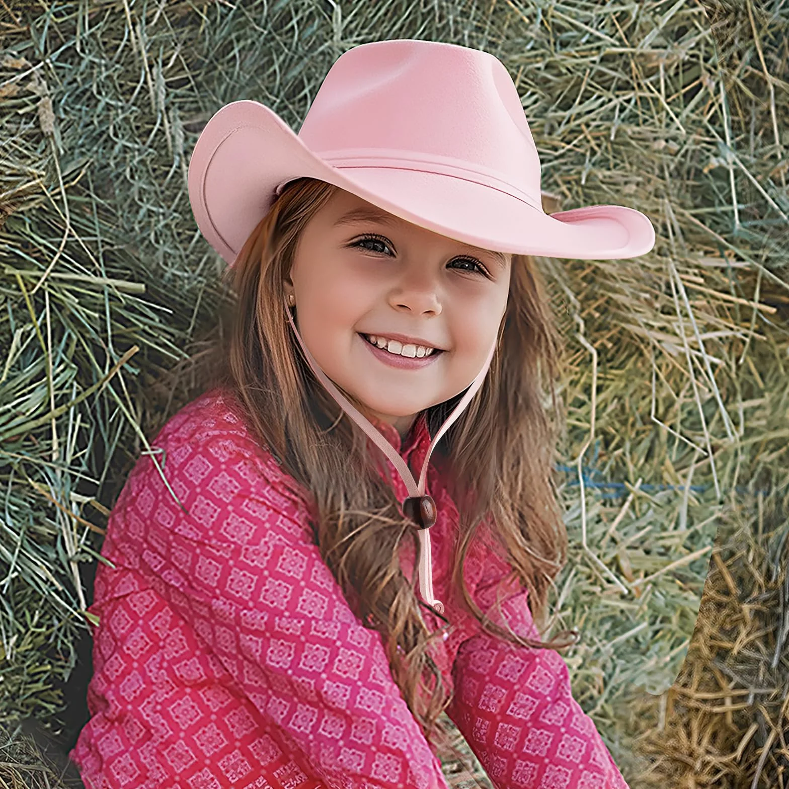 DRESHOW Sombrero Cowboy Niños Niñas Western Fedora Fieltro Hebilla de Cinturón Sombreros Retro Panamá con cordón de cuerda Unisex Enrollado Gorras para Niños 3-8 Años